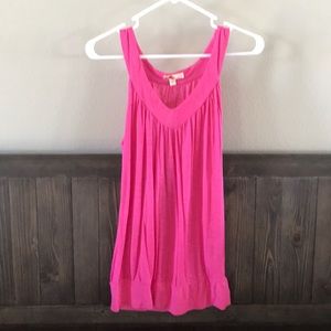 Hot pink V neck tank
